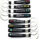 (12-pack) Christian Religious Bible Keychains - Wholesale Bulk Pack of 1 Dozen Silicone Rubber Key Rings with Scriptures for Church, Worship, Baptism, Christmas, Easter Gifts for Teens Men Women