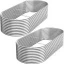 2 Pack Tall 8x4FT Corrugated Galvanized Steel Raised Garden Bed Outdoor, Oval Raised Beds for Gardening, Metal Above Ground Garden Bed for Vegetables and Flowers, 8x4FTx16inch