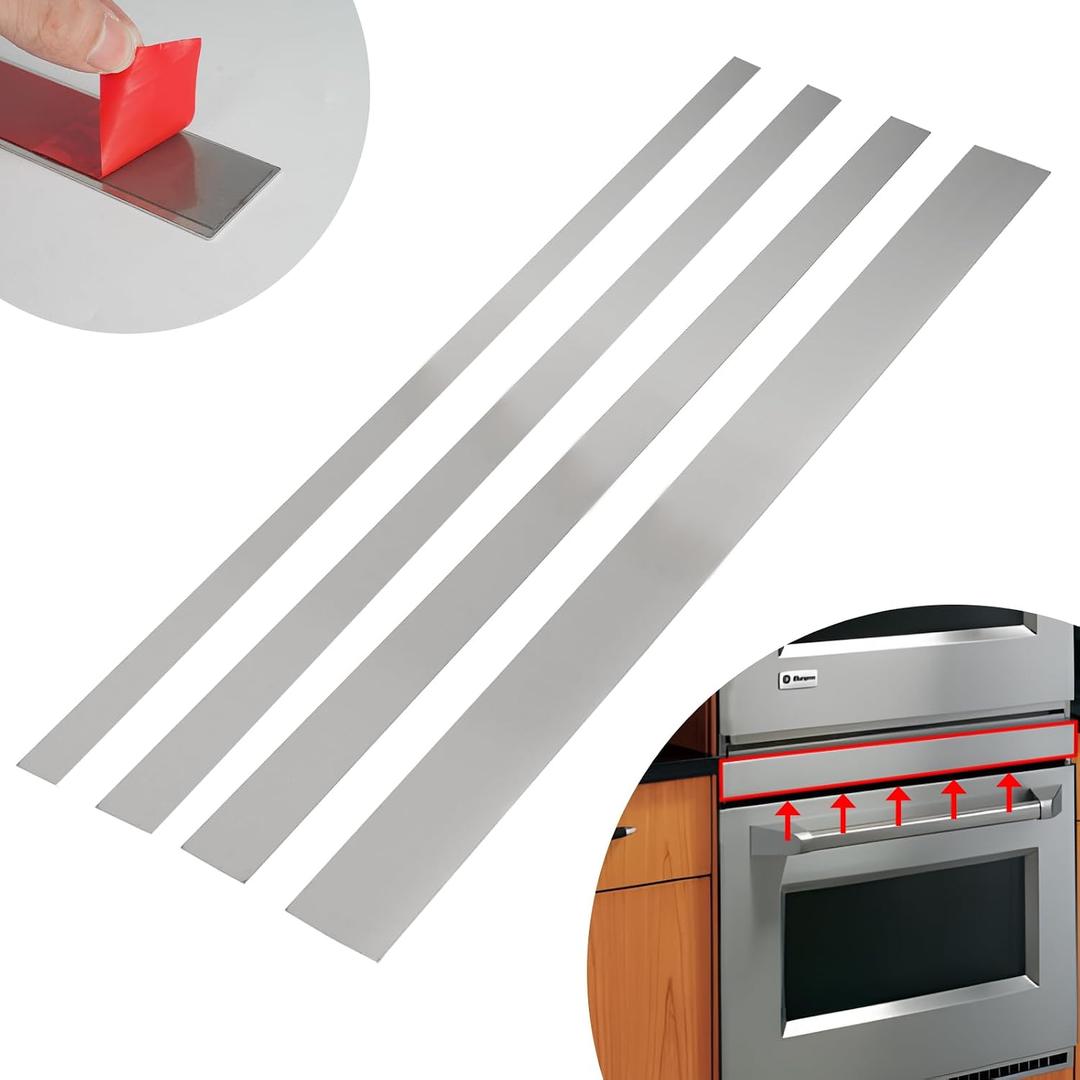 304 Brushed Stainless Steel Sheet Gap Filler, Self-Adhesive Metal Gap Filler Trim Strip for Wall Oven/Microwave Combo/Range/Cooktop, 30" Long, 3'' Wide, 20Ga Thickness