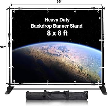 AkTop 8x8 ft Heavy Duty Backdrop Banner Stand Kit, Adjustable Photography Step and Repeat Stand for Parties, Portable Trade Show Photo Booth Background with Carrying Bag