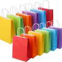 SUNCOLOR 12-Pack Rainbow Small Gift Bags with Handles – 8" Recyclable Goodie Bags for Party Favors, Birthdays & Celebrations