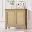 Giluta Sideboard Buffet Cabinet, Farmhouse Kitchen Cabinets with 2 Rattan Doors, 30''H Boho Cabinet for Entryway