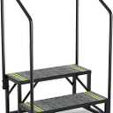 RV Steps with Handrail, 2 Step Hot Tub Steps with Non-Slip Mats