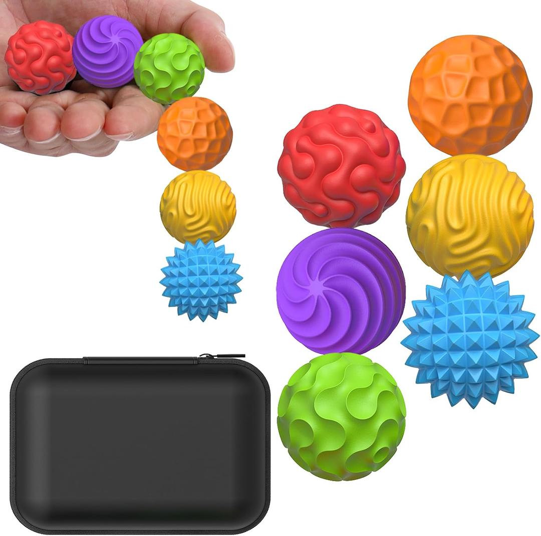 BUSOHA Silicone Fidget Balls - 6 Pack Fidget Toys Stress Balls for Adults Sensory Stone Travel Toys for Calming,Autism and ADHD,Gifts for Teens (1.2 Inch, Blue+Green+Yellow+Orange+Purple+Red)