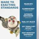 Cavagna Kosan 924N RV Propane Regulator for RV Trailer, Auto Changeover Dual Cylinder Setup, 160000 BTU Capacity, Adjustable pressure and Corrosion resistant
