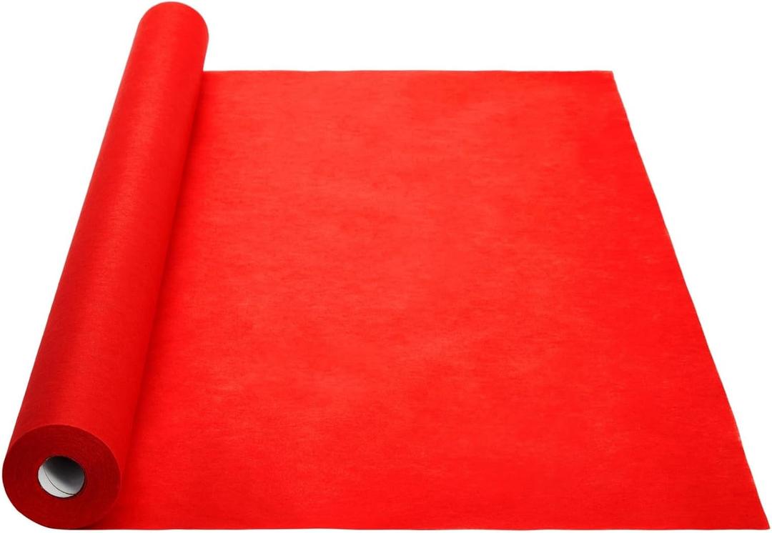 Blue Panda Red Carpet Runner for Party - 3 Ft x 50 Ft, Red Polyester Carpet for Wedding Aisle, Prom Decorations, Movie Theme Party & Proposal Decor