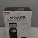 Aromaster Burr Coffee Grinder with 25 Grind Setting, Adjustable 2-12 Cups Timer, Professional Conical Coffee Bean Grinders for Home Use, 3-Ears Portafilter Holder, Anti-static, Cleaning Brush, Black