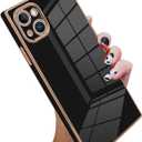 KANGHAR Case Compatible with iPhone 14 Luxury Cute Plating Design Case Full-Body Anti-Scratch Shockproof Bumper Protective Cover for iPhone 14 6.1 Inch Black