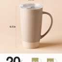 famiware Milkyway Coffee Mug, 20oz Large Coffee Mug, Ceramic Mug with Lid, Tea Cup with Handle for Latte, Tea, Cocoa, Milk, Home & Office, Cinnamon Brown