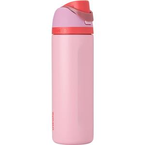 Owala FreeSip Insulated Stainless Steel Water Bottle with Straw for Sports and Travel, BPA-Free Sports Water Bottle, 24 oz, Pink, Angel Food Cake