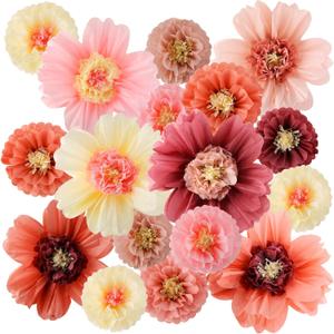 Crowye 12 Pcs Large Colorful Tissue Paper Flowers Decorations 20" Giant Fiesta Crepe Paper Flowers for Wall Decor Backdrop Mexican Wedding Birthday Baby Shower Carnival Party Craft (Vintage Color)
