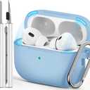 Ljusmicker for AirPod Pro Case Cover with Cleaner Kit,Soft Silicone Protective Case for Apple AirPods Pro 2nd/1st Generation for Women Men,AirPod Pro Case with Magnetic Lid Lock & Keychain-Pure Blue