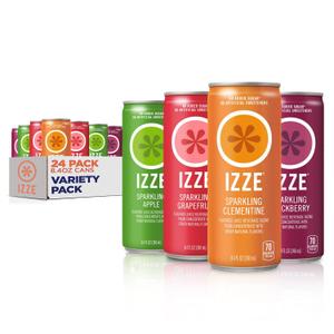 Izze Sparkling Juice, 4 Flavor Variety Pack, 8.4 Fl Oz (24 Count), EXP 09/02/2025