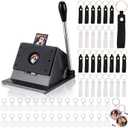 61 Pcs Button Keychain Photo Cutter Photo Booth Keychain Station DIY Kit Bulk 35mm Circle Cutter 30 Double Sided Acrylic Frame Keyring 30 PU Leather Keychains for Wedding Birthday Party Gift