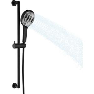 26 Inch Shower Slide Bar with 3 Function Hand Shower Matte Black