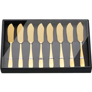 Buyer Star Butter Knives, 18/10 Stainless Steel 6.10 Inch Gold Cheese Spreader Knives Set in Black Gift Box, Dishwasher Safe, Set of 8