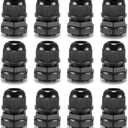 QILIPSU 12pcs 1/2" NPT Cable Gland Waterproof IP68 Nylon Cable Pass Through Cord Grip Connector Strain Relief Wire Grommet