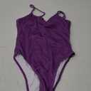 Zando Purple Swimsuits for Women Ribbed Womens One Piece Swimsuit Tummy Control Womens Slimming Swimsuits for Women One Piece Bathing Suit Women Swimwear Modest One Piece Swim M