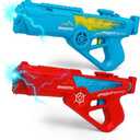 2 Pack Electric Water Guns - Full Automatic Suction Power Soaker Blasters 32 FT Range, Summer Outdoor Pool Auto Squirt Toys for Adults Kids (Red/Blue)