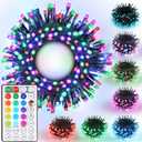 Joomer Christmas String Lights - 32FT 100LED Plug-in RGB String Lights with Remote, Waterproof Outdoor Indoor with Timer Memory Function for Tree, Yard, Christmas Decor (Non-Connectable) (33FT)