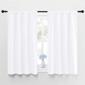 NICETOWN Window Curtain Panels - Rod Pocket Curtain Set for Bedroom (Pure White, 2 Panels, 42 by 45)