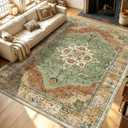 YARNSCAPE 8' x 10' Machine Washable Area Rug, Non-Slip Low-Pile Carpet