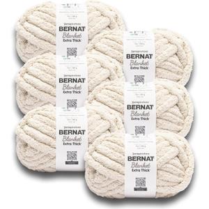 Bernat Extra Thick Chunky Yarn for Crocheting Soft, Oatmeal, 6-Pack