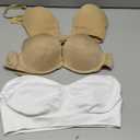 Lusait Strapless Bra for Women Non-Slip Silicone Padded Bandeau Bra Wireless Tube Top Bralette Black+White+Brown, 3Pack, 2XL
