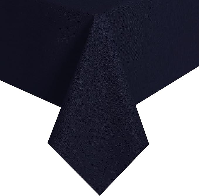 Obstal Vinyl Tablecloth for Picnic Camping Outdoor, 100% Waterproof Oil-Proof Spill-Proof PVC Table Cloth, Wipeable Thick Rectangle Tablecloth Cover (54 x 108 inch, Navy)