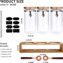 3 x Glass Coffee Storage Container with Bamboo Shelf, 3PCS 49oz Airtight Sealed Coffee Bean Jar with Clamp Lid & Measuring Spoon, Kitchen Pantry Canister Set for Ground Coffee Sugar Tea Flour
