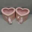 Nuanchu 2 Pcs Valentines Day Heart Shaped Flower Box with Transparent Window Paper Floral Boxes with Lids Ribbons Double Layers Rotating Gift Box for Arrangements, 9.1 x 7.9 x 6.5 Inch(Pink)
