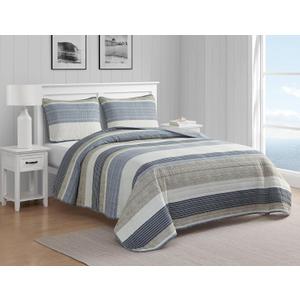Nautica- King Quilt Set, Cotton Reversible Bedding Set, All Season Designer Home Dcor (Ridgeport Beige, King)