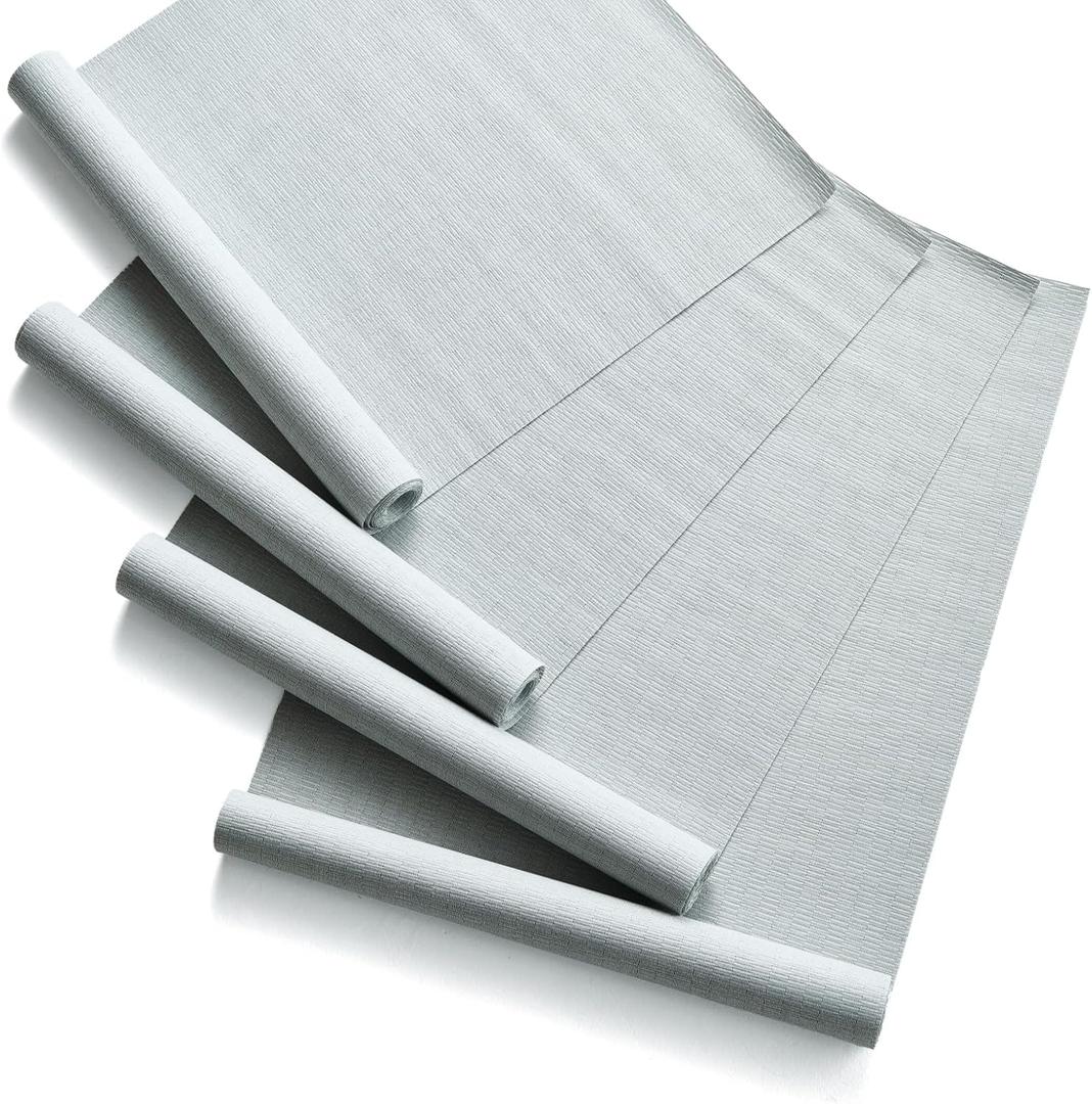 Replacement Fabric Panels for Sliding Glass Door (4-Pack, 23"x96"), Fabric Only, Natural Woven Blind Slats, Trimmable, Sheer, Track & Bottom Rail Not Included,Sliver Gray