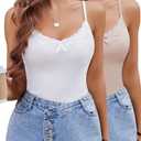 Avidlove Womens Camisoles 2-Pack Tank Top V Neck Undershirts Adjustable Spaghetti Strap Cami Tops, Size XL