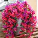 Faux Bougainvillea Artificial Flowers Plants for Outdoors Outside Decoration, 2pcs Fake Flowers Silk Long Trailing Vines UV Resistant Realistic for Front Door Porch Planter Urn Patio Balcony Yard, Mix (Purple Hot-pink)