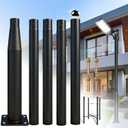 Street Light Pole 16Ft Tall, Outdoor Metal Split Heavy Duty Street Lamp Post for Outside Large Solar Street Lights with Mounting Steel Anchor for Street, Parking Lots, Park & Patio
