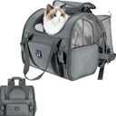 Lollimeow Expandable Cat Carrier Backpack for Large Cats - Airline Approved Pet Carrier Backpack for Small Dogs, Hiking & Travel, Waterproof with Breathable Mesh, 14lbs Capacity (Dark Grey, Standard) (Standard (16.5"x9"x13.4"))