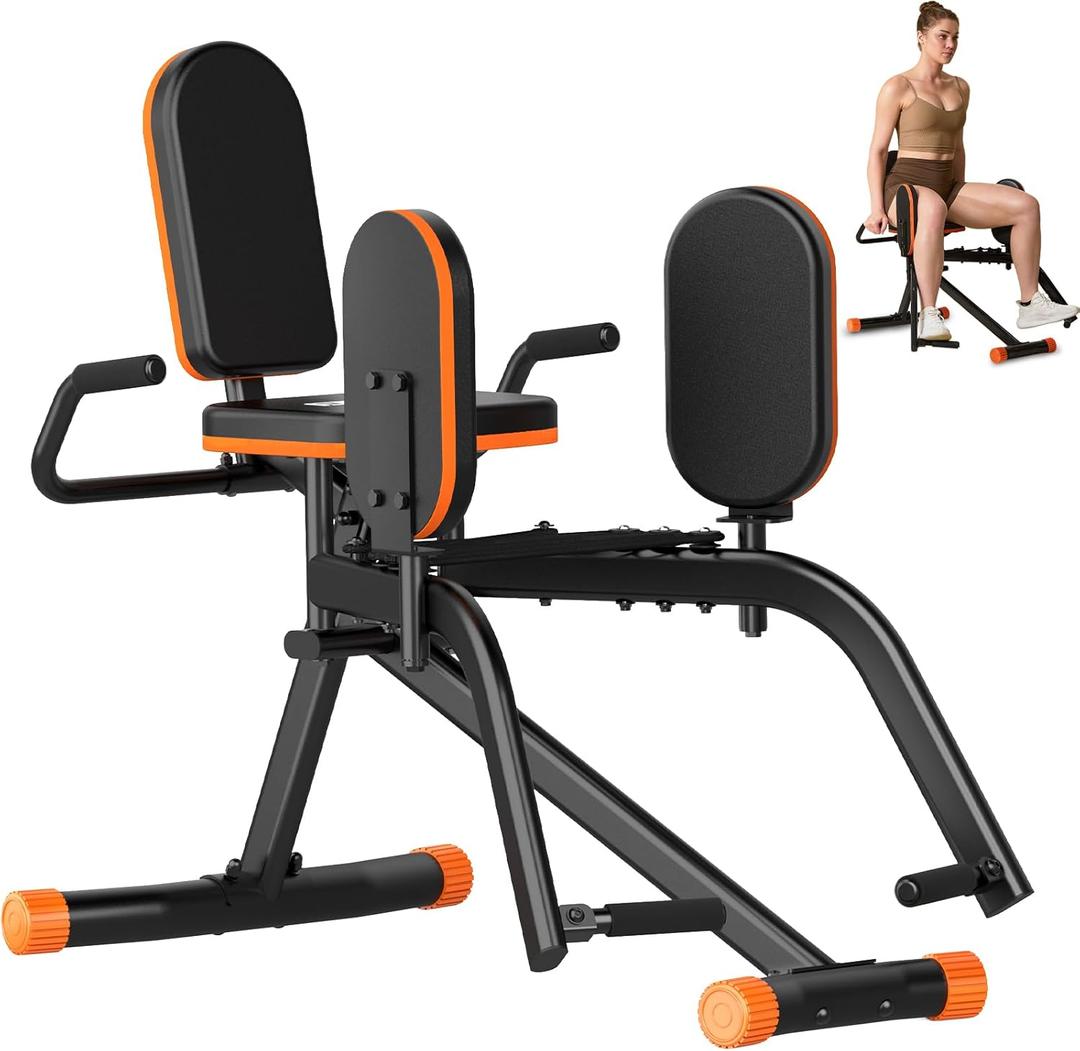 HXD-ERGO Hip Abductor Machine for Home Gym, 6-Level Glute Machine & Thigh Workout Equipment, Booty Builder with Plush Padding, Compact Leg Exercise Euipment for Women & Men (Orange( Only Abduction))
