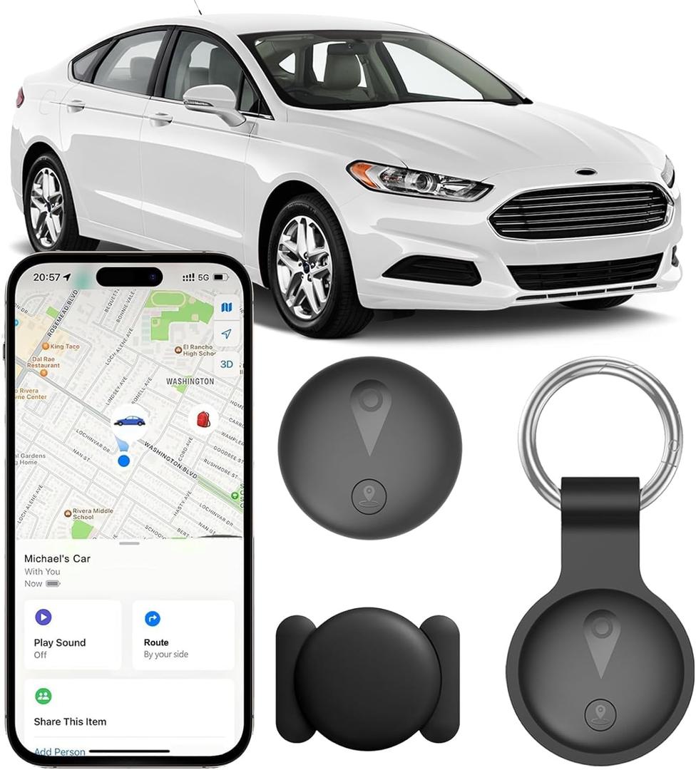 Undetectable GPS Tracker for Vehicles - Real-Time Tracking, No Monthly Fee/No SIM Card, Works with iOS Find My | Mini Hidden Magnetic GPS Locator, Ultra-Slim, IP68 Waterproof, 12-Month Working Time
