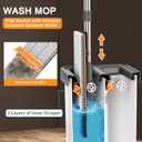 JUDRDO Mop and Bucket with Wringer Set for Home,61" Flat Mop and Bucket System for Floor Cleaning,Wet Dry Mop Window Wall Cleaner with Long Handle,Floor Mop with 4 Washable Microfiber Pads