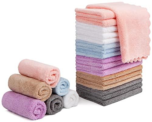 Orighty Makeup Remover Cloths, Cleansing, Reusable, Soft & Washable Coral Fleece Microfiber Washcloths/Towel for Face, Eye, Lips, Pack of 7, 7 x 7 inch