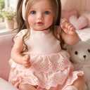 BABESIDE Lifelike Reborn Baby Dolls Dara - 20 Inch Realistic-Newborn Baby Doll Brown Hair Girl Handmade Real Life Baby Dolls with Clothes and Toy Accessories Gift for Kids Age 3+