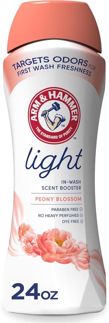 ARM & HAMMER Light In-Wash Scent Booster, No Heavy Perfumes, No Dyes, No Parabens, Peony Blossom Scent, 24 Oz (24 Ounce (Pack of 1))
