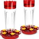 Glass Hummingbird Feeders for Outdoors Hanging Ant and Bee Proof, 2 Pack 15 Ounces Red Hummingbird Feeder with 5 Feeding Ports and Perches, Built-in Ant Moat, Outside Garden Dcor (Glass, 2)