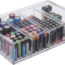 Lolytama Battery Storage Organizer,Acrylic Battery Holder Organizer with Handle,4 Compartments Battery Storage Case,Battery Storing Box for AA,AAA,C,9V,D,Batteries, (Clear)