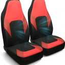 GIANT PANDA Front High Back Car Seat Covers - 3D Air Mesh Design, Breathable Bucket Seat Covers Universal Fit for Most Cars, SUVs, Trucks, Vans, Airbag Compatible (Black & Red) 2 Pack