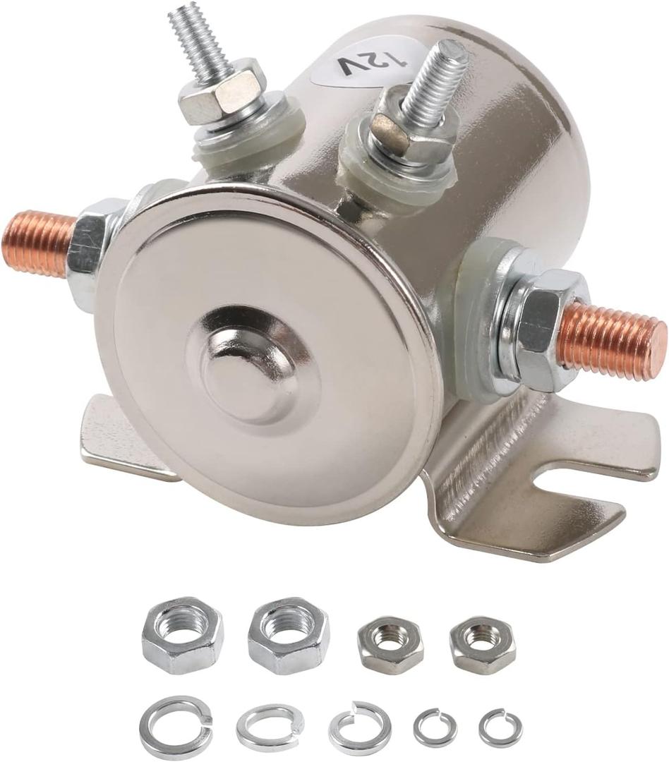 Max 300A 12 Volt Duty Solenoid Relay 4-Terminal for Golf Carts Heavy Duty Winch Marine in Rush SPST 12VDC 12V Solenoid Relay Nickel-Plating