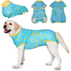 LovinPet Dog Recovery Suit for Large Medium Dogs Pet Pajamas Anti Licking Bodysuit for Abdominal Wound After Surgery for Shedding Skin Disease,Effectively Help,Duck,Blue,XXL