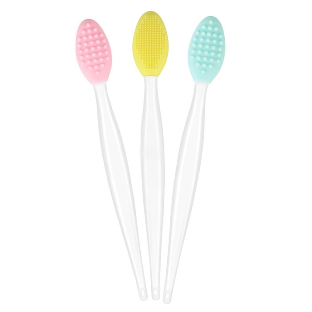 3 Pcs Facial Cleansing Brush,Lip Scrub Brush,Silicone Face Mask Brush for Face Scrubber & Lip Scrubber,For Massaging,Exfoliating,Remove Blackheads,Makeup Skincare Removal,DIY Mask