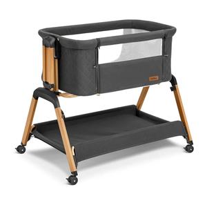 Bassinet Bedside Sleeper, Rocking Bassinets with Comfy Mattress and Wheels for Newborn, 5-Height Adjustable (Black)